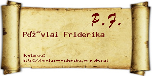 Pávlai Friderika névjegykártya